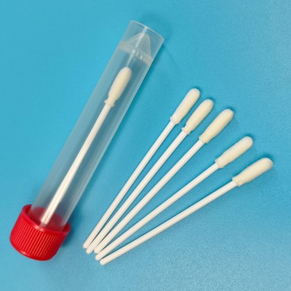8cm Disposable White PP Stick Sterile Foam Tip Swab VTM Kit Flu Test Oral Swab Environmental Testing Swab Surface Sampling Swab