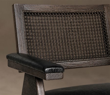 Dark Wood Cane Back Dining Armchair  CYC-031-LE