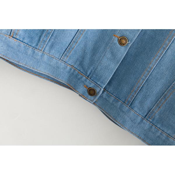 New Design Lapel Long Sleeve Denim Jacket With Embroidered Flowers Eco Friendly