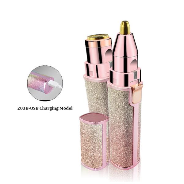 Women Portable Eyebrow Trimmer Facial Hair Removal 2 In 1 Painless Hair Shaver