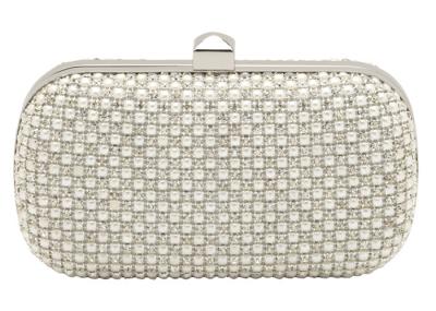 Trendy Pearl Bead Mesh Evening Bags Hard Case For Wedding Party