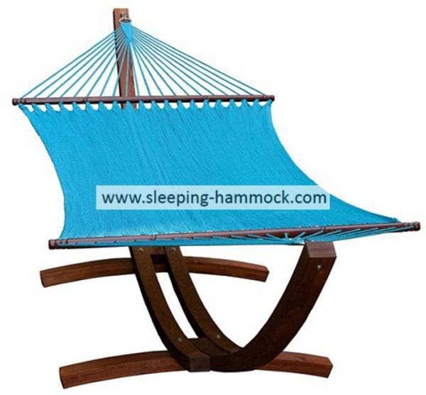 Coastal Tight Weave Wooden Arc  2 Person Rope Hammock With Stand Light Blue 55 X 84 Inches
