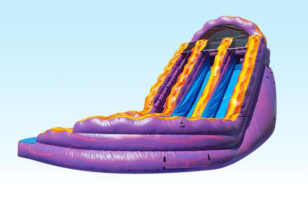 Glissière sinueuse gonflable pourpre et orange de PVC Materila de la ruelle 0.55MM de double de glissière d'eau