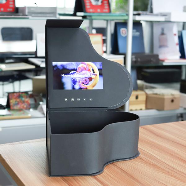 Hot Sale Paper Video Media Player 7 Inch LCD Display Light Control Packaging Box Piano Shape Video Gift Flower Box