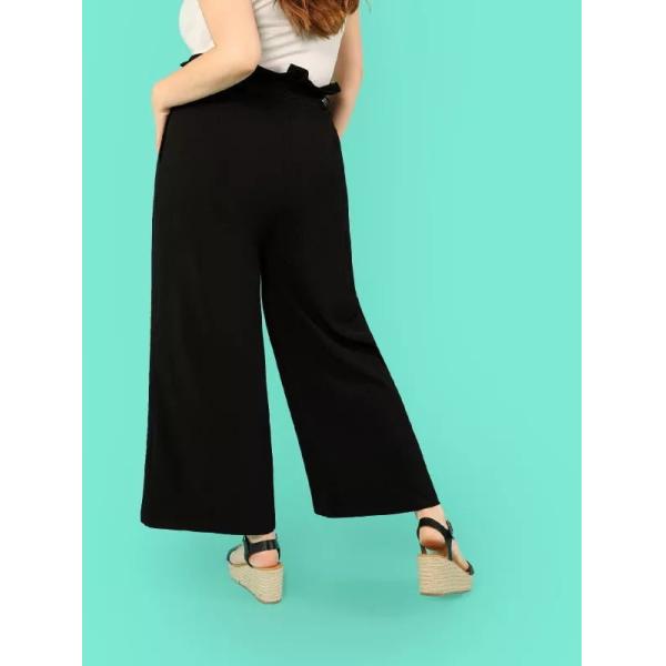 factory clothing manufacturer new style black custom women wide pants with four bottons