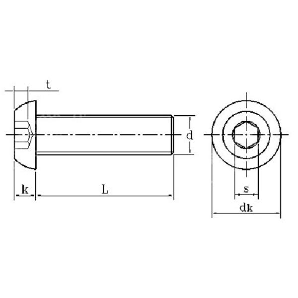 Black ASME Hex Soket Button Head Screw Fastener 5/16 Standard Harden Screws
