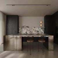Armoires de cuisine de luxe en forme de l Plateau de fin de table pour la maison Bureau Garage Étagère Étagères Cuisines en aluminium