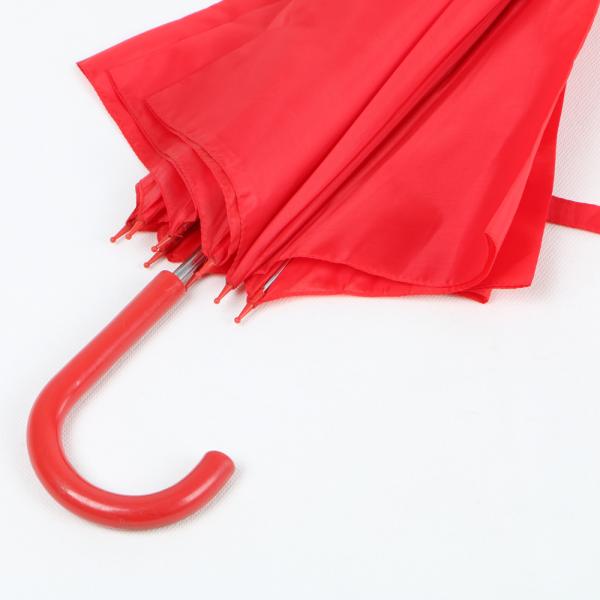 Red Light Selfie Stick Umbrella , Ladies Wooden Hook Handle Umbrella Durable