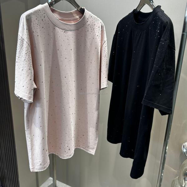 Label Heavyweight Rhinestone T Shirt Custom For Streetwear Over Size Vintage Look