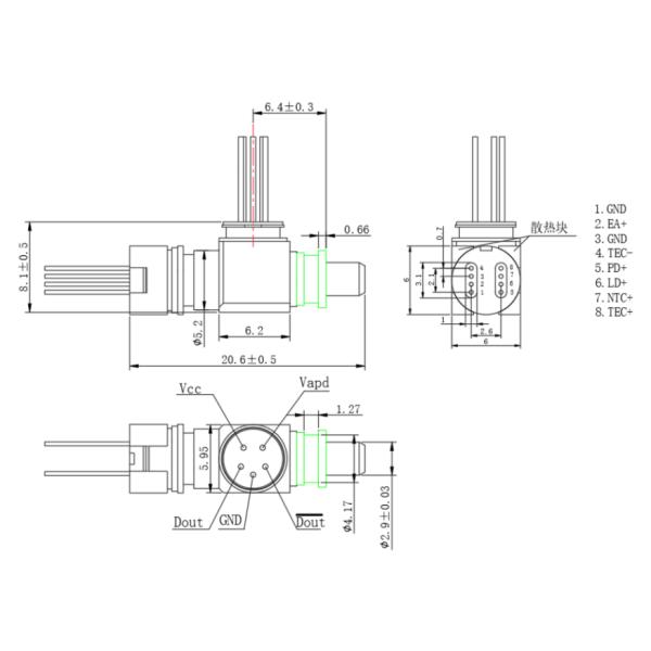 WDM BOSA TX1550nm EML RX1490nm подсистемы 10G Bi SC PIN LC дирекционный оптически