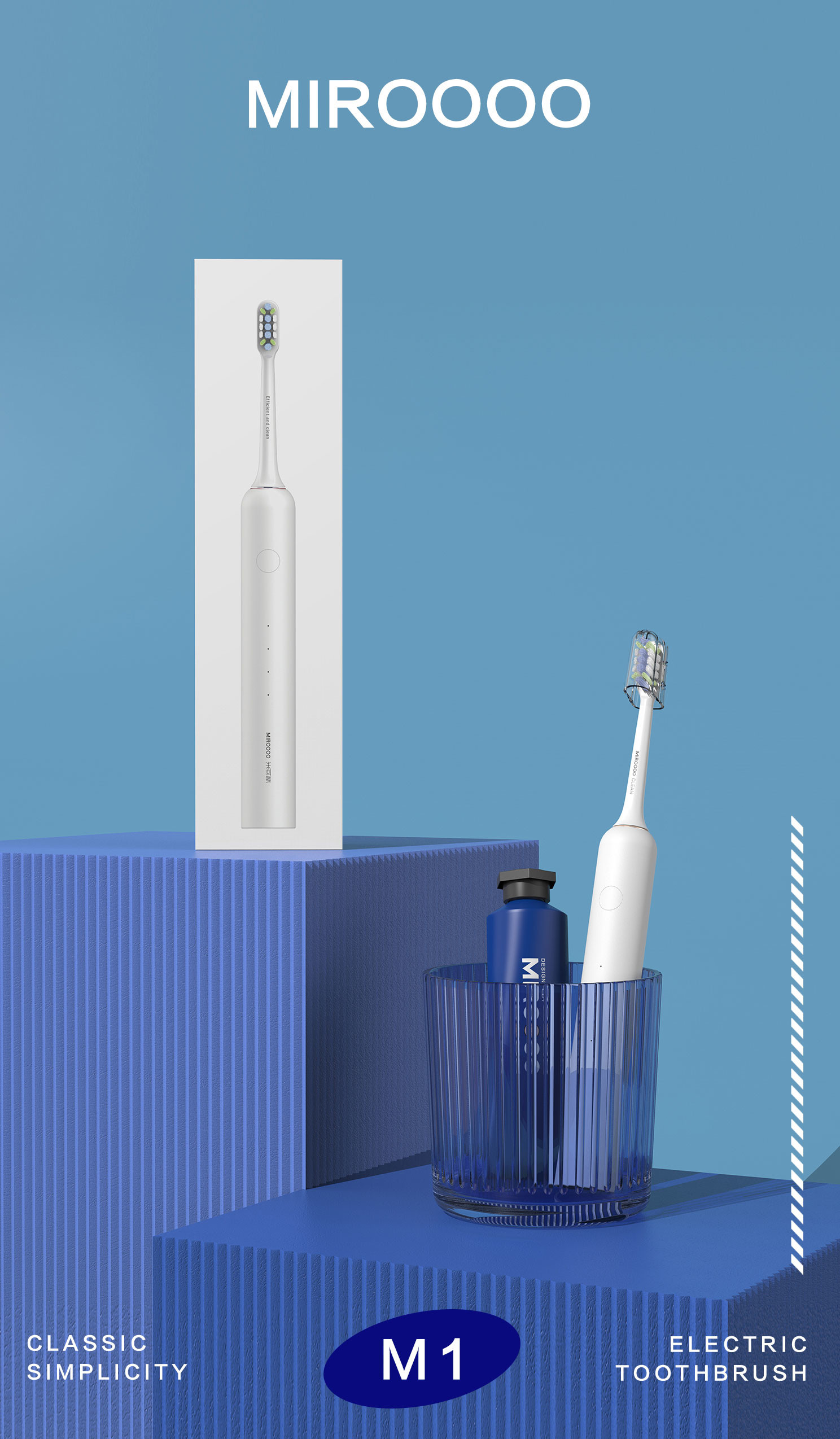 Умная электрическая зубная щетка с беспроводной зарядкой IPX7 Водонепроницаемая MIROOOO