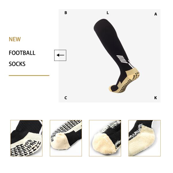 Solid Polyamide Elastane Fabric Soft Anti Slip Soccer Sport Football Grip Long Socks