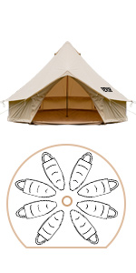 Outdoor Camping Retro Tent, Luxury Glamping Tent Waterproof Canvas Tents for Family Camping Outdoor Hunting Party