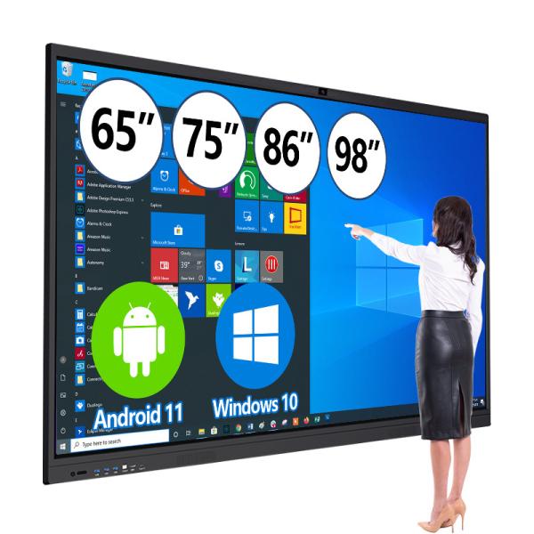Hot Selling 4K 65 75 85 98 110 Inch Android Touch Screen Multi-language Lcd Smart Board Interact Board Interactive Whiteboard