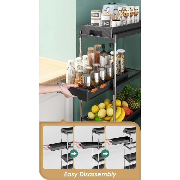 5 Tiers Freestanding Kitchen Rack , Kitchen Storage Cart For Vegetable ODM