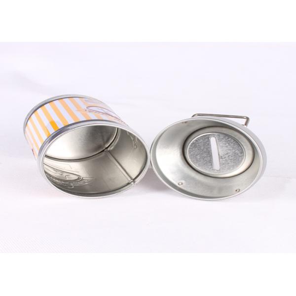 Metal Milk Piggy Bank Money Box CMYK Printed 85 x 152 MM Cylinder For Children