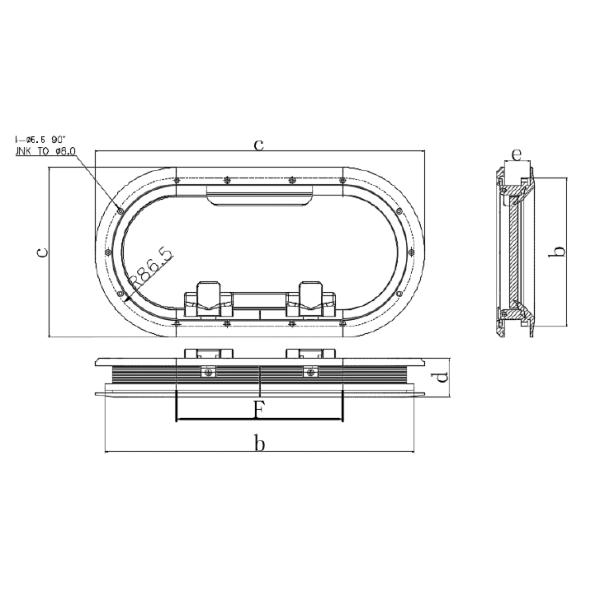 Watertight Construction Aluminium Boat Portlight Window Custom Logo 31mm Thickness