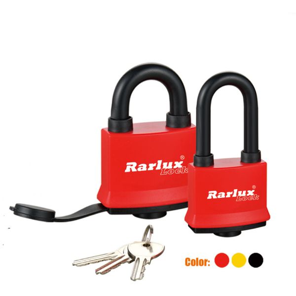 High Security RARLUX Waterproof Windproof Padlock Steel Key Iron Material Solid Brass Cylinder Short Shackle Weatherproof Rubber