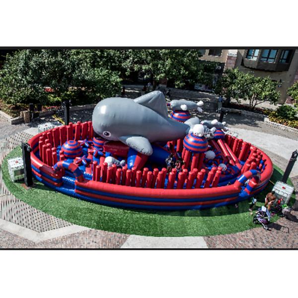 0.55mm PVC Tarpaulin Pink Inflatable Combos Octopus Playground CE EN71 EN14960