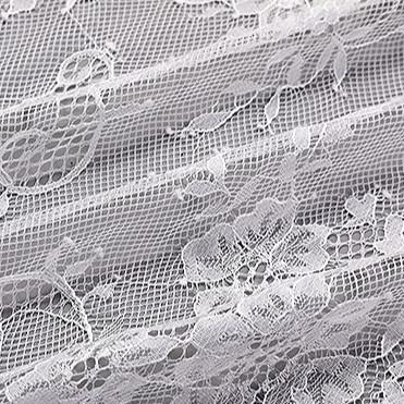 Mesh Eyelet White Chantilly Eyelash de nylon ata a tela para nupcial