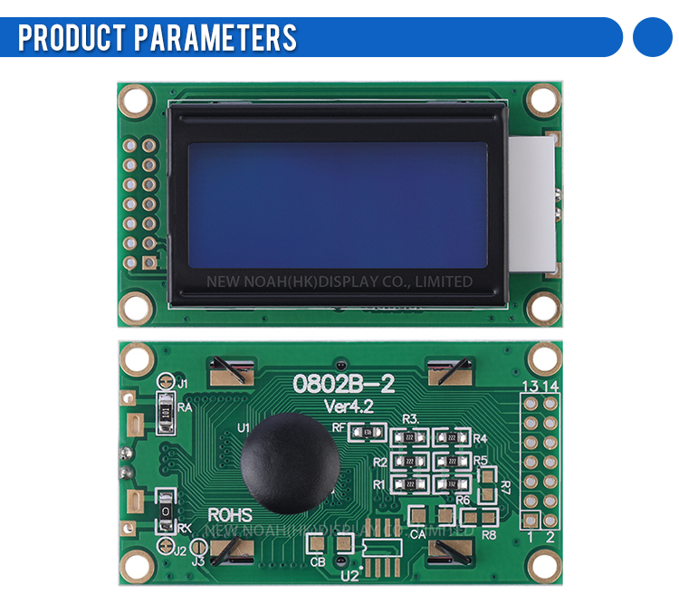 Blue Film White Letters 0802B-2 Character Dot Matrix Screen 02X8 LCD 8*2-Character LCD Screen COB LCD Module