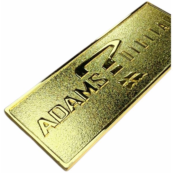 Customized Zinc Alloy Nameplate With Golden Embossed Texture Design