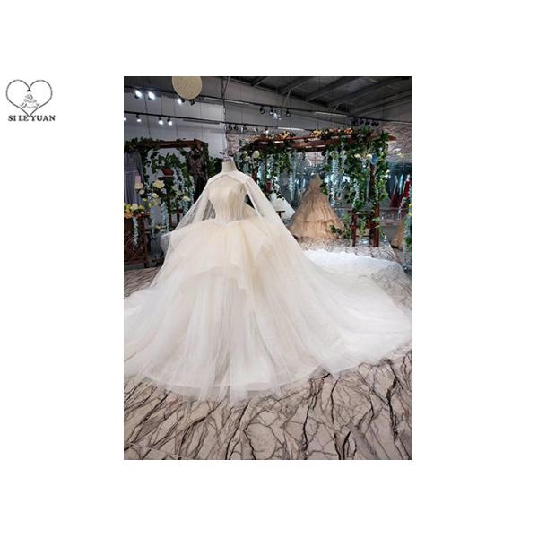 Back Bandage Ladies Bridal Gown , Strapless Lace Wedding Gown 3 In 1 Tulle Shawl
