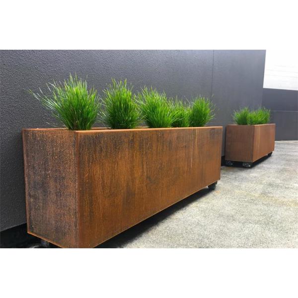 Съемная коробка плантаторов ринва Corten стальная прямоугольная на рицинусах