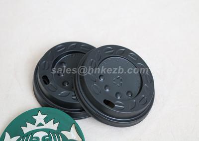 LOGO Printing 8oz Black Plastic Lids For Paper Cups / Hot Coffee Cups