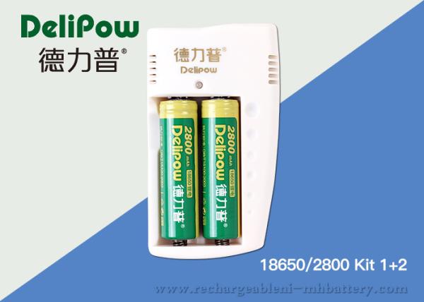 Delipow Portable 18650 Rechargeable Lithium Battery With Charger 2800mAh