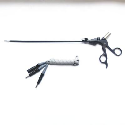 Força-pulsora bipolar curva isolada laparoscópica de 5 mm de diâmetro com cabo de dupla ação