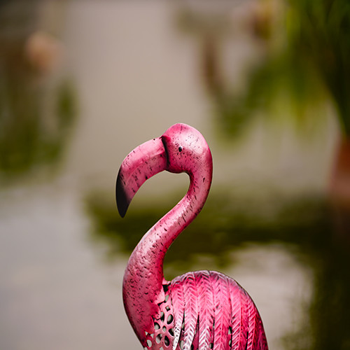 Classical Metal Bird Lawn Ornaments Standing Flamingo Metal Garden Ornament