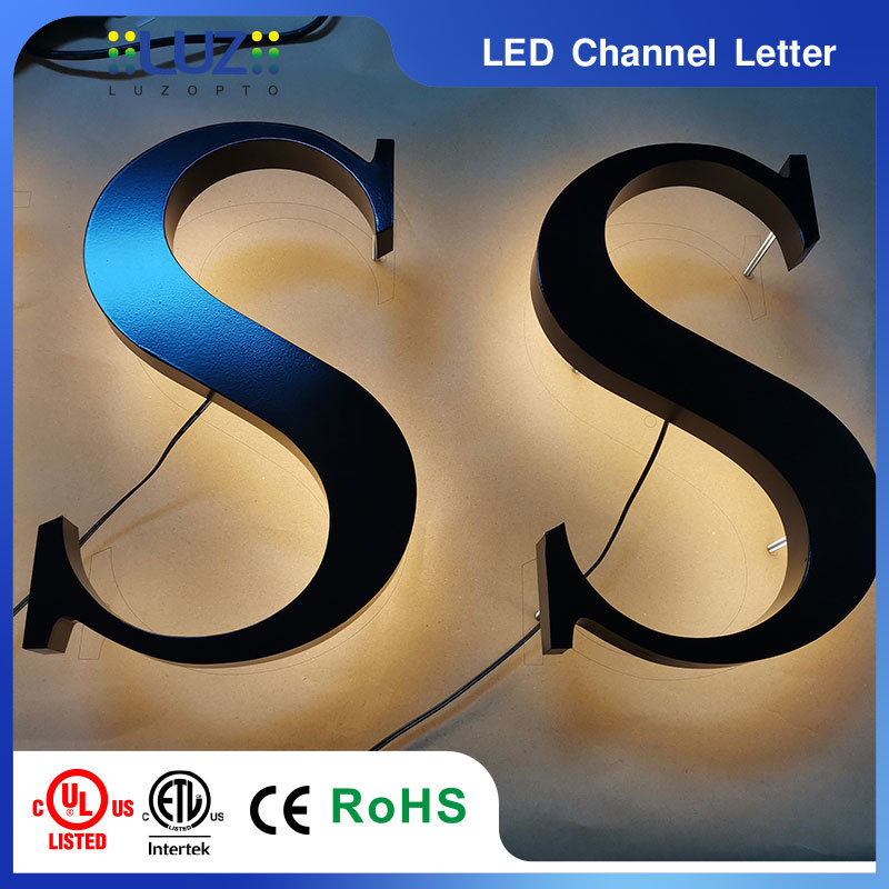 Custom 3D Halo Lit Channel Letters, Matte Black Aluminum Backlit LED Sign for Outdoor Business Storefront