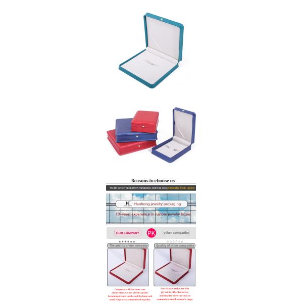 Rectangle fabriqué à la main Hanhong Custom Logo Box Couronne Design Luxueuse Boîte en cuir PU Collier Bague bijoux Boîte