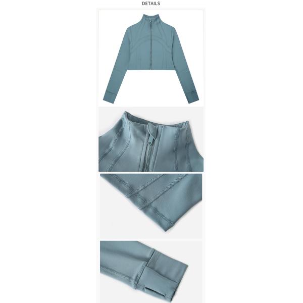 Куртка разминки куртки йоги женщин закрытия молнии Stretchy подрезанная