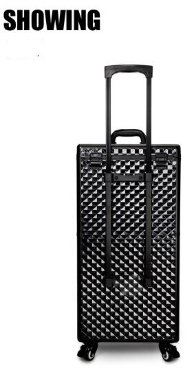 Professional Aluminium Hairdressing Tool Box , Universal Wheel Rod Hairdresser Box