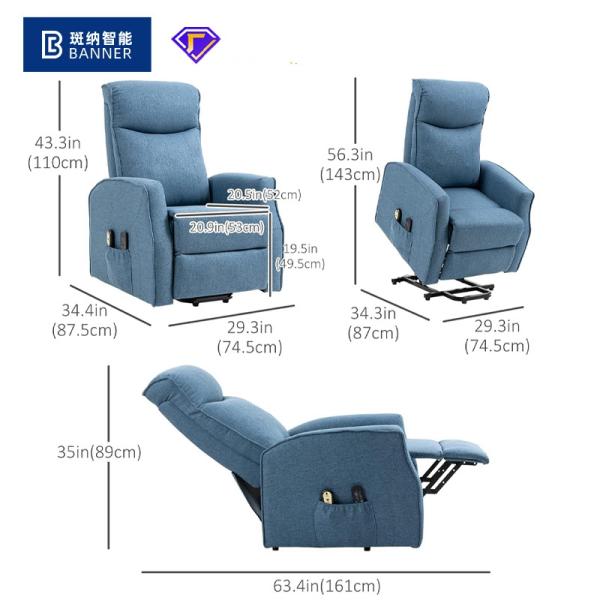 BN Nursing Single Fabric Sofa Cabin Functional Electric Elderly Lift Station Chair With Stretchable Recliner Chair