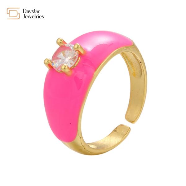 Красочное золото колец эмали диаманта лета покрыло регулируемый раскрывая циркон коренастый
