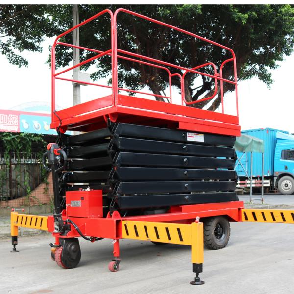 Red Electric Scissor Lift Table 1500Lbs With 6000mm Max Lifting Height