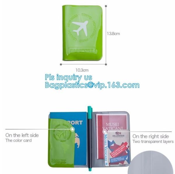 shinny promotion PVC Passport cover or Passport Case, PU and PVC grid card holder with zipper passport cover, Passport C