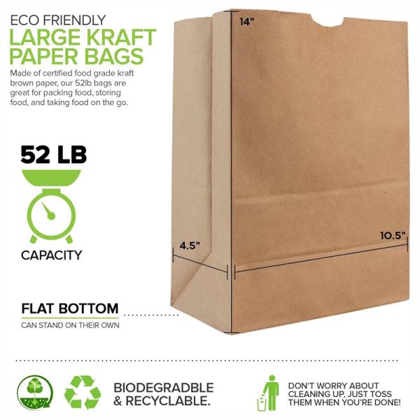 Large Paper Bags Kraft Brown Paper Grocery Bags for Grocery Shopping