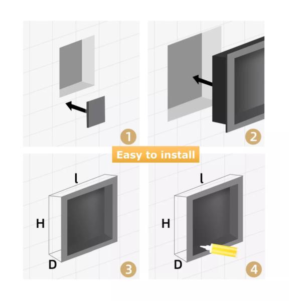 Customized Square Grids Metal 304 Stainless Steel Niche For Bathroom