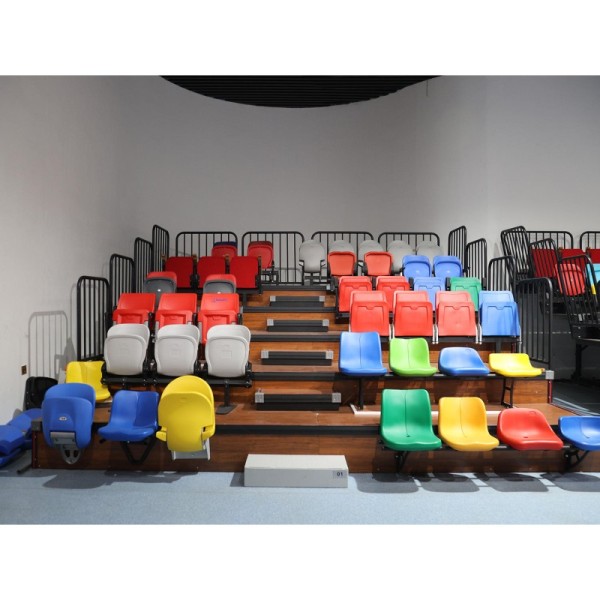 Retractable Grandstand Seating with Foldable Backrests - Durable HDPE Material and Customizable Options for Indoor Sports Arenas