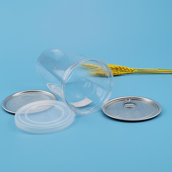 83mm Cylindrical Straight Plastic Food Cans With Colorfull Cap