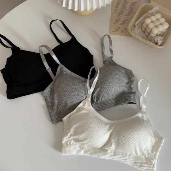 New Style Women Wholesale Pure Cotton Ribbed Bra Thin Slim Girl Special Cotton Bra Low Minimum Order Quantity Wholesale