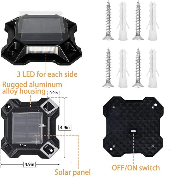 Aluminum Solar Dock Driveway Lights High Bright For Outdoor Garden Patio Deck
