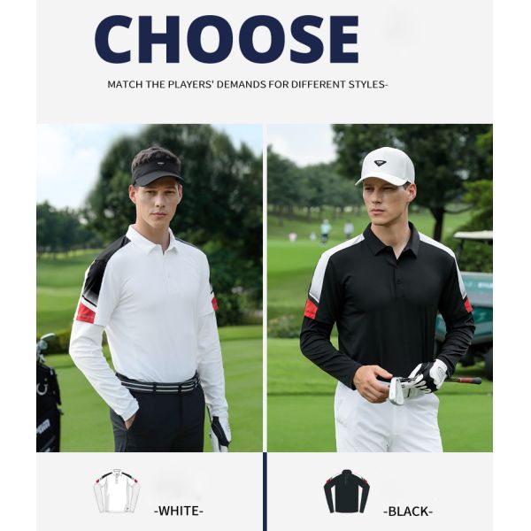 Custom Men Long Sleeve Golf T-Shirt Quick Dry Stretch Performance Athletic Tee Custom Logo OEM