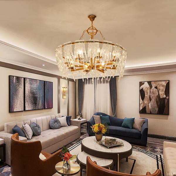 90V Polished Finish Kitchen Diameter 80 / 100cm Crystal Pendant Light