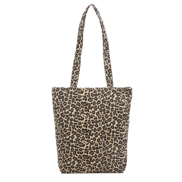 2022 OEM Leopard Printing  cotton Tote for Women Canvas handbag Purse Large lifestyle Grocery  bag Handle Shoulder Bag kids bag