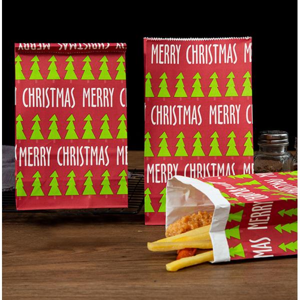 Christmas Printing Bio-degradable Kraft Paper Bag for Food Grade Eco-friendly Packaging